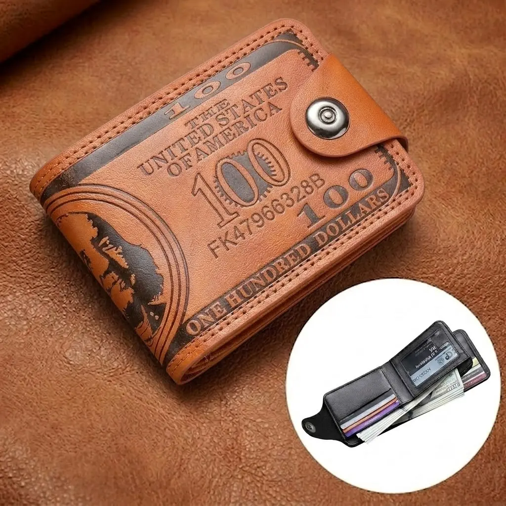 Men's Stylish Short Wallet – High Capacity, Multi-Card Slots, Snap Closure – Trendy Wallet/Card Holder