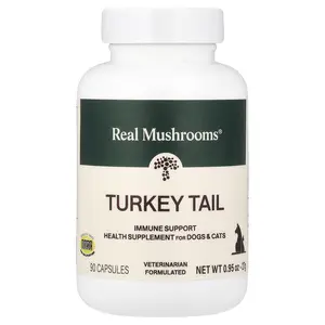 Real Mushrooms Turkey Tail, For Dogs and Cats, 90 Capsules, 0.95 oz (27 g)