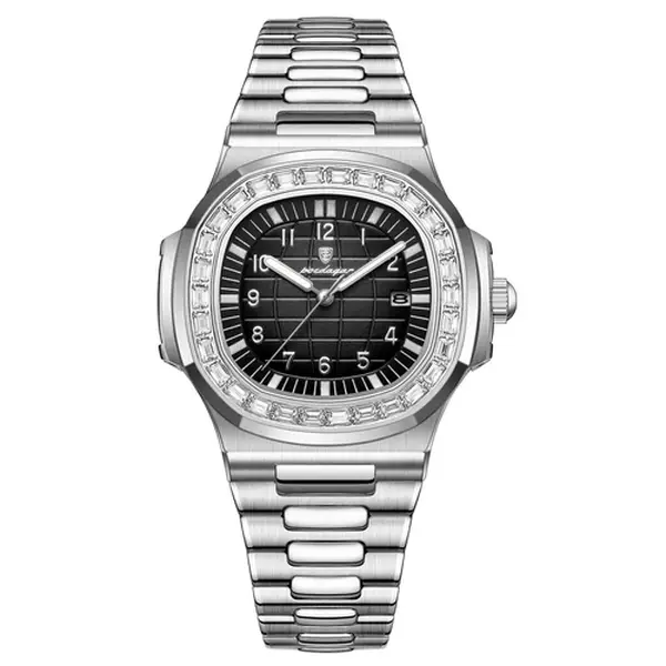 High-End Moissanite Men's Watch New Fashion Waterproof 22mm Diamond Bezel Rubber Band Elegant Pointer Dial casual trendy wristwatch Moissanite Ice Crystal