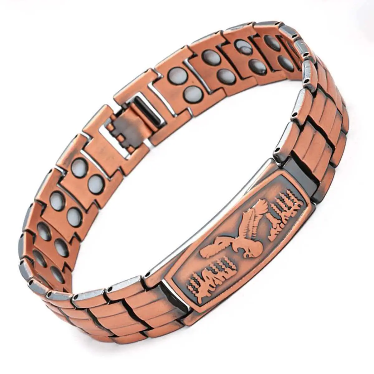 Men's Pure Copper Bracelet with Eagle Motif, Retro Magnetic Bangle Cuff with Adjustable Fit for Daily Wear, Magnetic Bangle Jewelry, Health Benefits, Retro Look