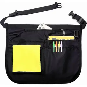 Waterproof Server Apron for Women with 5 Pockets,Quickly Put on and Take off Waitress Work Apron for Bartender Barista