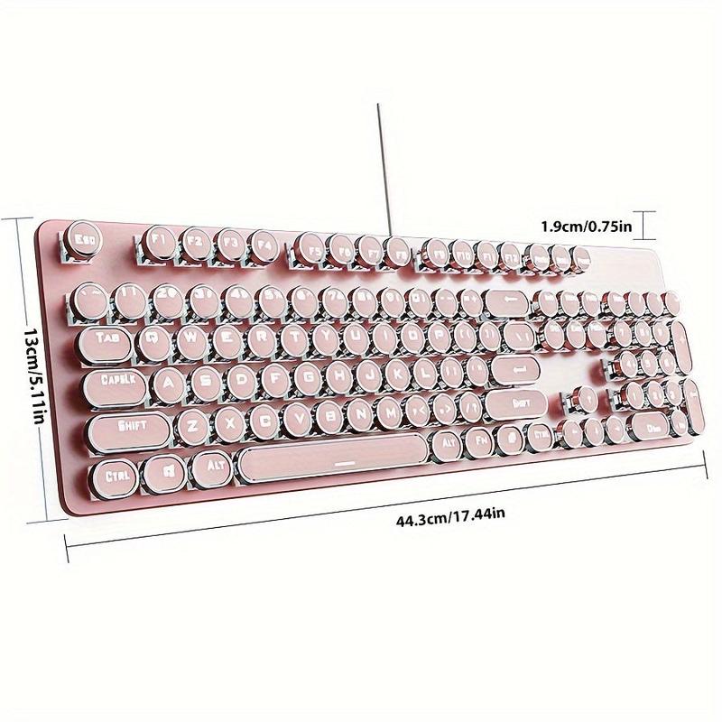 Pink Gaming Keyboard - Typewriter Style