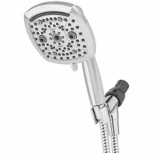5" Contour 9 Spray WaterSense Hand Shower Chrome - Oxygenics: EPA Certified, 72" Hose, Multi-Setting Showerhead