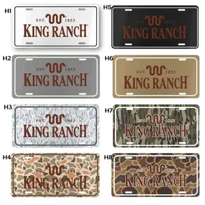King Ranch Vintage Aluminum License Plate – Western Ranch Truck Tag, Camo & Classic Color Options, Ford King Ranch Style Auto Plate Decor