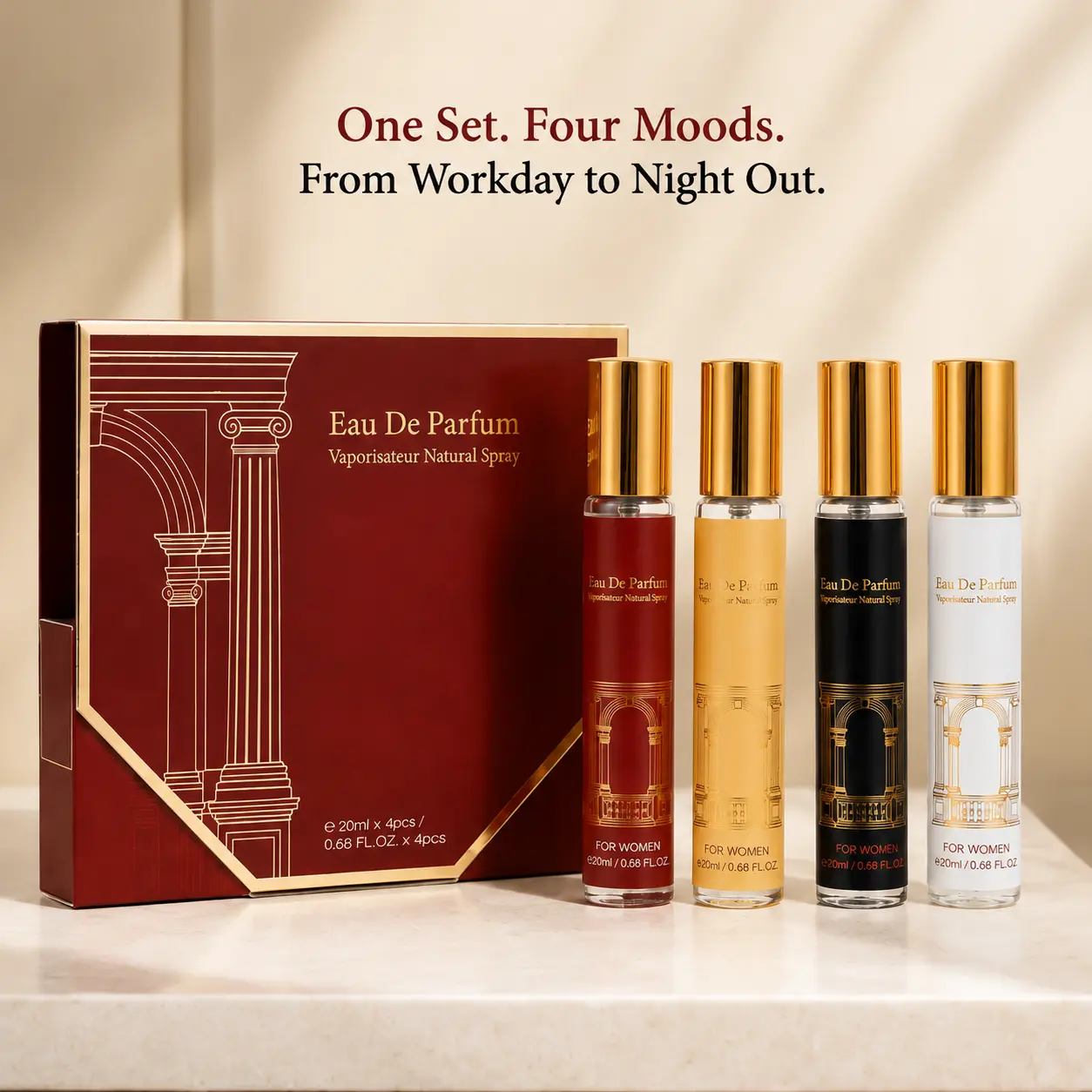 MYSTICAL PERFUME Women’s Perfume Gift Set, 4 Pack Mini Eau de Parfum Fragrance Collection, Long Lasting Perfume, Travel Size Scent Set, Elegant Gift Box for Her 20ml x 4