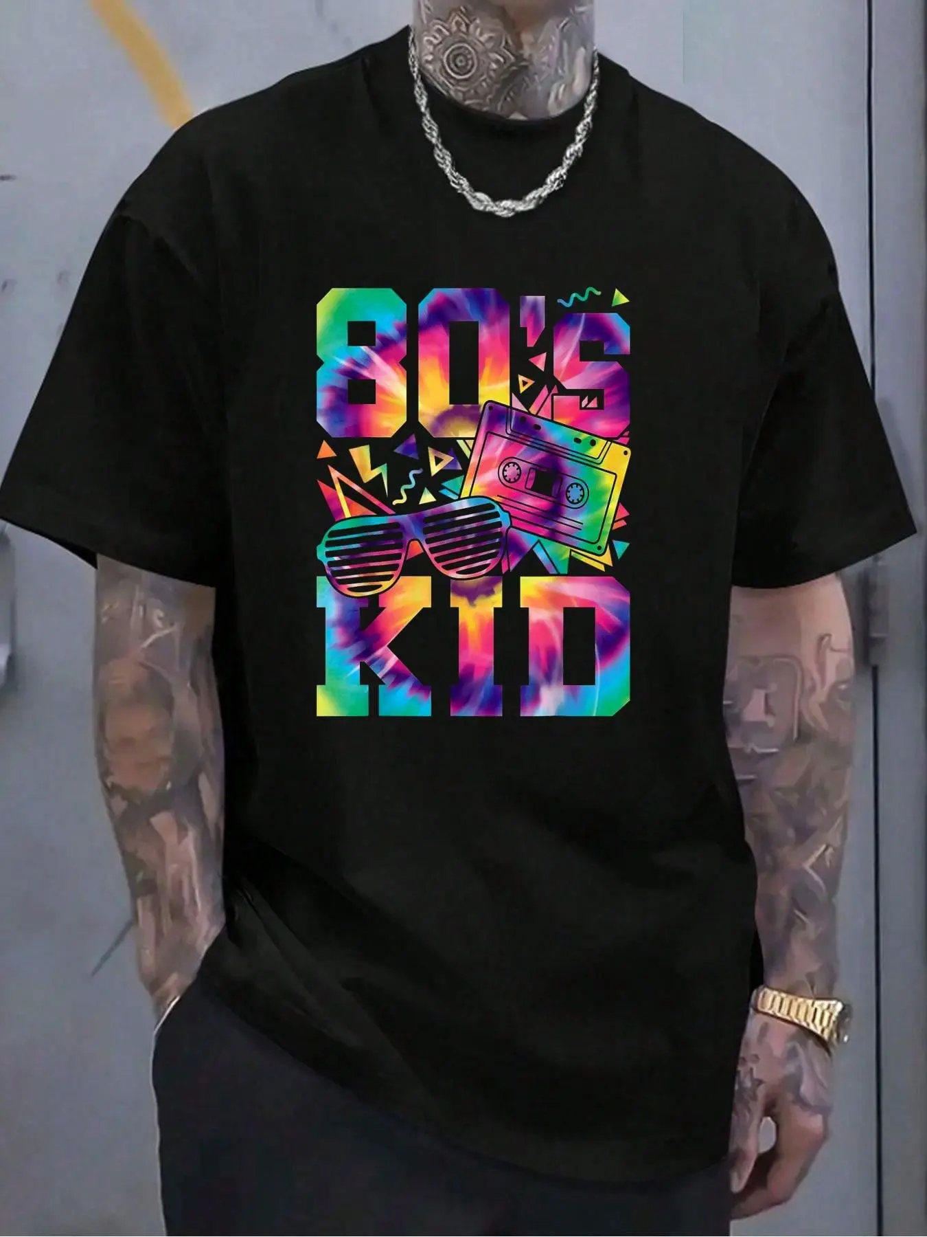 Men's 100% Cotton Short-Sleeve Crew Neck Vintage Fashion Clothes, Distressed Look 80s Retro Graphic Tee, Unisex Summer Vacation Party Top