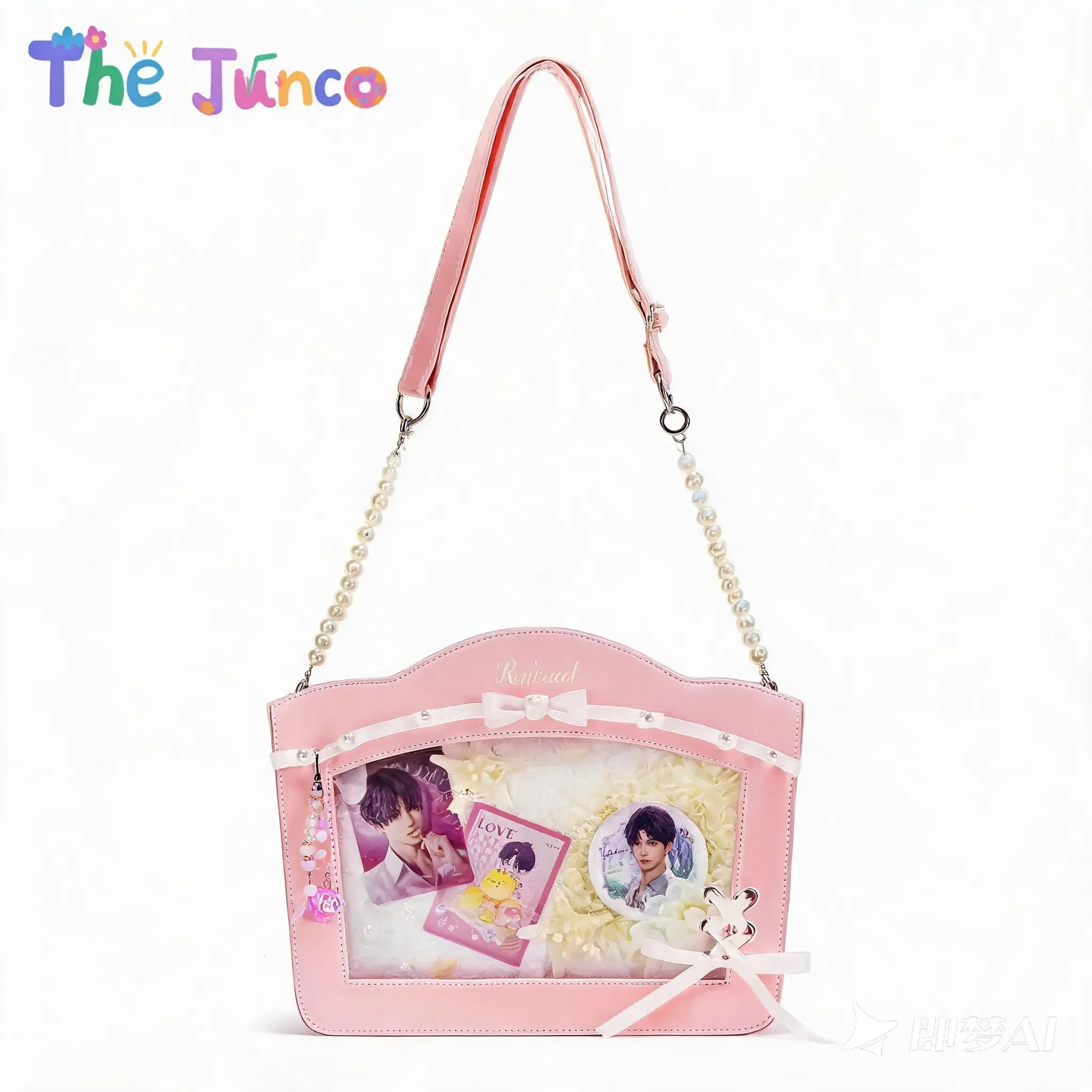 THE JUNCO Original Rafayel "Red Shell Dream" ITA Bag – Love and Deepspace PU Leather Tote, 3-in-1 Crossbody Shoulder Bag for Women, Clear Window Tote for Pins, Everyday Work Bag for College & Commute