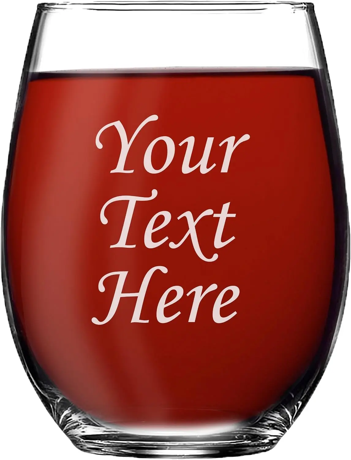 Personalized 15oz Stemless Wine Glass - Engraved With Your Custom Text