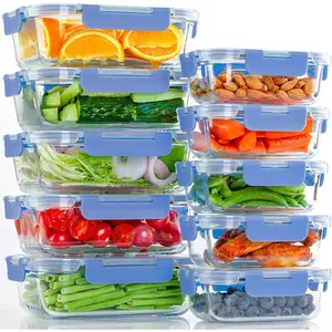 10 Pack Glass Food Storage Containers with Lids Leakproof, Airtight Glass Meal Prep Containers For Lunch, On The Go, Leftover, Dishwasher Safe