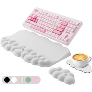 Ergonomic Wrist Rest for Keyboard And Mouse, Soft Memory Foam Cloud Keyboard Stand Pad with Wrist Rest Set, Easy Typing, Comfort for Office, Work, Gaming - White outdoorfun