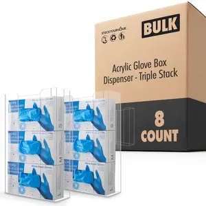 Acrylic Glove Box Dispenser - Triple Stack 8 Pack