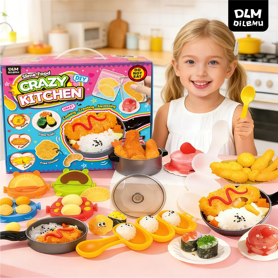 DLMdilemu DIY Squishy Food Kitchen Toy Kit - Realistic Fried Chicken & Rice Ball Pretend Play Set, Ball-Shaped Squeezies, ASMR Stress Relief Mini Cooking Box, Ball-Shaped Play Food, Squeezies Play Food