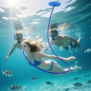 Swimming and diving breathing apparatus equipment, fully dry breathing apparatus for free floating diving, underwater oxygen supply device, leak proof underwater trainer, suitable for adult beginners