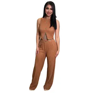 Heaven Summer Halter Two Piece Set - Outfit with Matching Top and Pants for Women - Pool Party Outfit Fashion Style