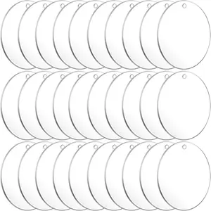 Acrylic Keychain Blanks,  30 Bulk Acrylic Circles Clear Disc Ornaments Blanks with Hole for Vinyl, DIY Keychain and Craft Project (3 Inch, 30 )