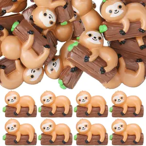 Soulchen 48 Pcs Mini Sloth Figurines Bulk Resin Miniature Tiny Animals Figures Small Little Cute Sloth Home Decor for Micro Landscape Ornaments Craft Gifts Theme Birthday Party DIY Bonsai