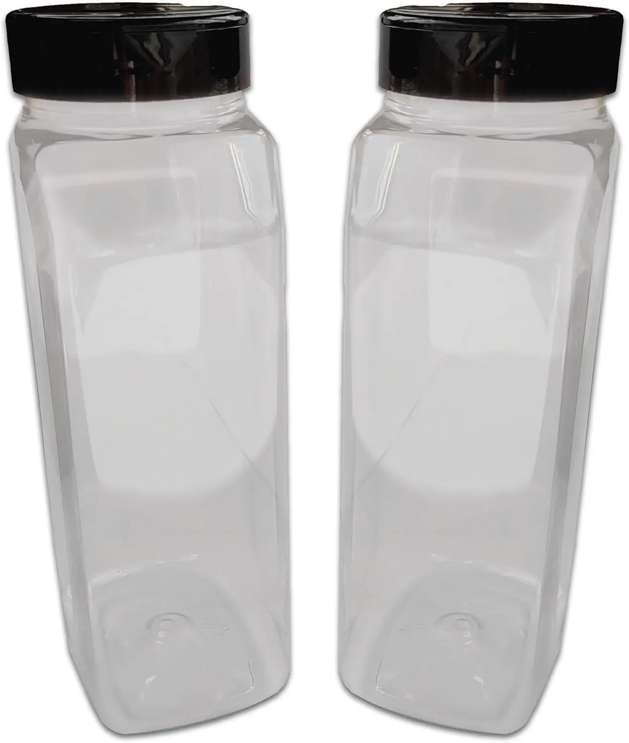 Large 32 oz BPA Free Plastic Spice Clear Containers - Set of 2 - Dual Flap lid Pour and Sifter Shaker lid - Refilable for Storing and Dispensing Spices Herbs and Rubs Kitchen Seasoning Utensils