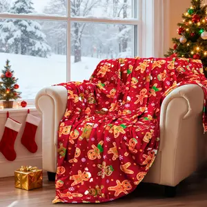 Christmas Throw Blanket 50x60 Inch Christmas Gingerbread Blankets Soft Lightweight Blanket for Winter Xmas Holiday  Decor Gifts