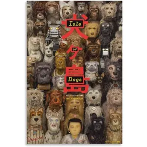 Dopamine garnishIsle of Dogs Movie Poster Canvas Wall Art Posters For Room Aesthetic And DecorCanvas Painting Wall Art Poster for Bedroom Living Room Decor12x18inch(30x45cm) Colorful Gifts Decoration Photo Ornaments Artistic Print Frame-Style