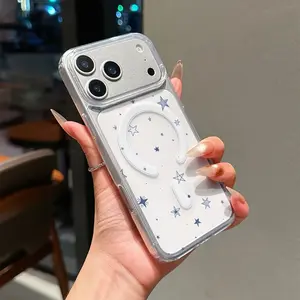 Phone Case - Magnetic Minimalist Small Star Creative Shockproof Magnetic Phone Case, Suitable for iPhone 17 E Air Pro ProMax iPhone16 15 14 Plus 13 12 11 X XS XR - A Stylish And Creative Design, Suitable for Both Men And Women