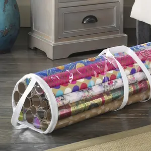 2-Pack Clear Wrapping Paper Storage Containers - Tear-Proof Organizer Holds 14 Rolls, Easy-to-See & Find Gift Wrap, Perfect for Post-Valentine‘s, Mother’s Day, Back-to-School & Party Cleanup, Gift Wrapping Supplies