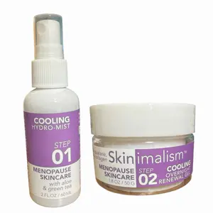 Menopause skin care with aloe and green tea 2-step cooling Hydro mist + cooling overnight renewal gel