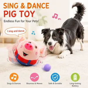 Interactive Singing Bouncing Pig Plush Toy, Fun Dog Toy for Easter, Happy Playtime for Dogs, Cute Stuffed Animal Toy，Easter Singing Bouncing Pig Interactive Plush Dog Toy 🐷🐰