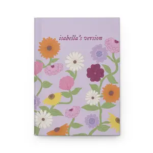 Custom "Your Name's Version" Purple Acoustic Piano Flowers Personalized Hardcover Notebook