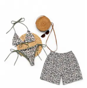 Matching Couple Swimwear Set, Olive Green Camo Bikini & Board Shorts, Perfect Gift for Him & Her