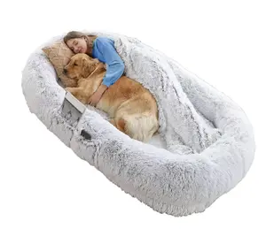 Giant Human & Pet Dog Bed, Ultra-Soft Plush Bed with Egg Crate Foam, Non-Slip Base, Machine Washable Cover - Ideal for Relaxation, Napping