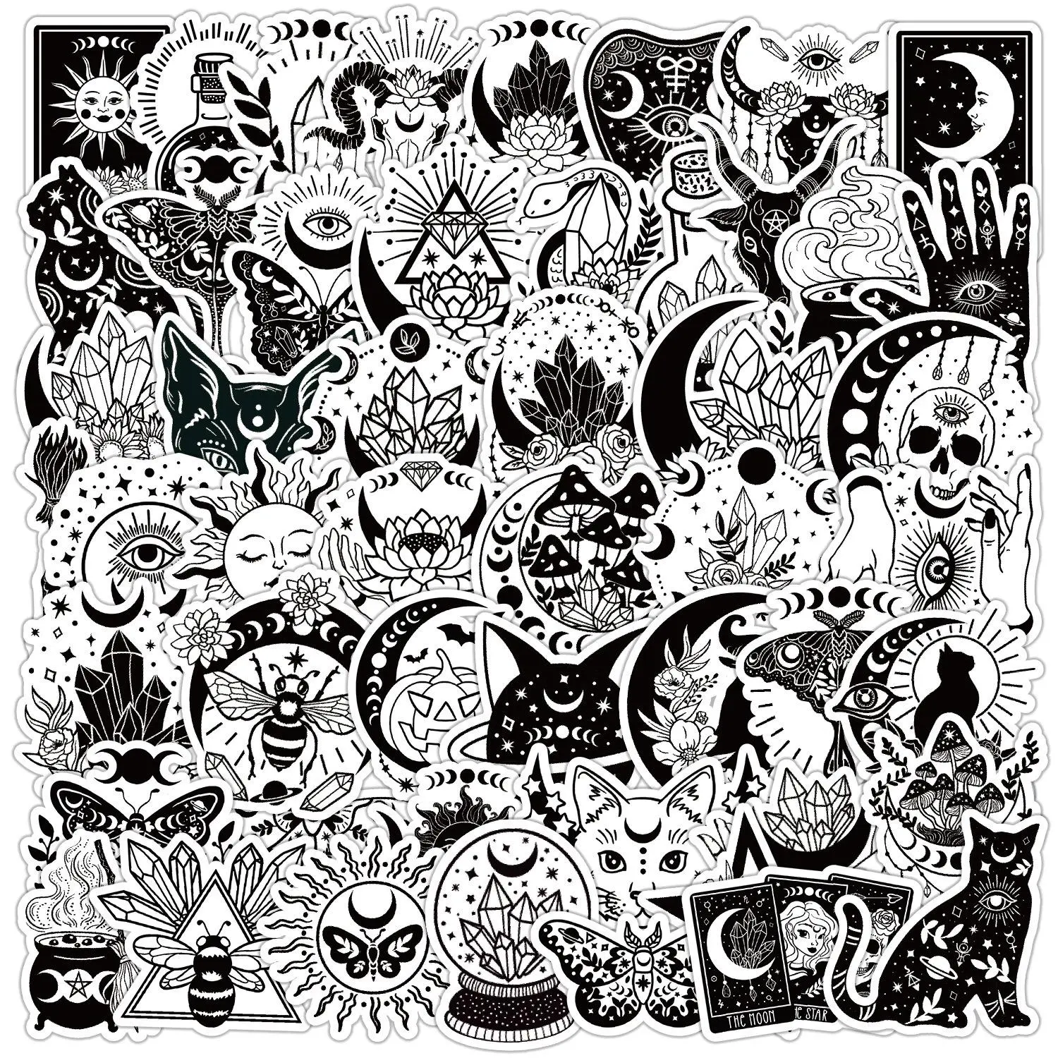 Mysterious Witch Pattern Sticker, 50pcs/set Mysterious Witch Series Graffiti Sticker, DIY Decorative Sticker for Phone Case, Computer, Guitar, Bag, Water Cup, Scrapbook, Screen Protector