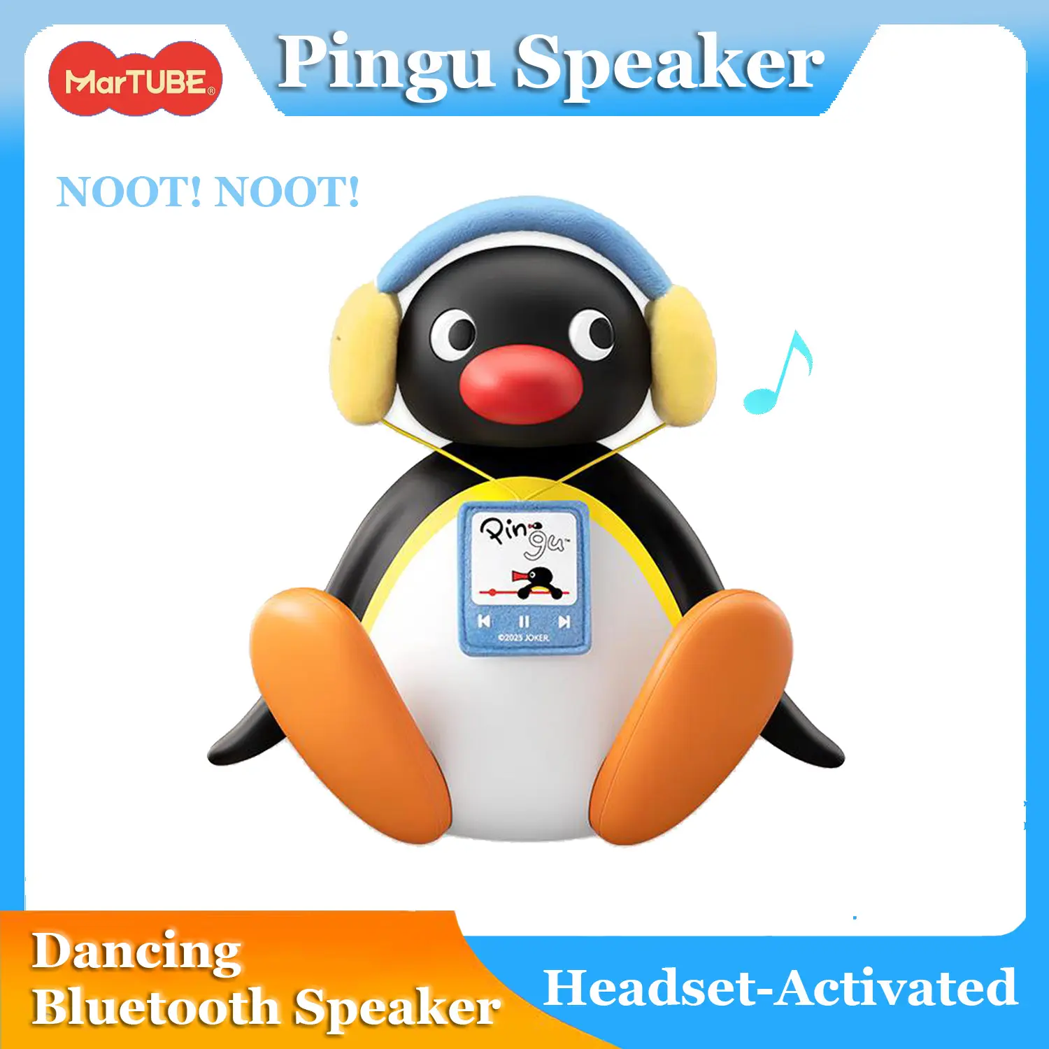 MARTUBE Pingu Bobble Head Bluetooth Speaker, Portable Wireless Bass Speaker, Cute Kawaii Penguin Figure Desk Decor. Quirky Unique Music Gifts with USB Type-C Charging, Retro Mini Audio Sound System For Christmas & Birthday Gift, Tiktokshopbacktoschool