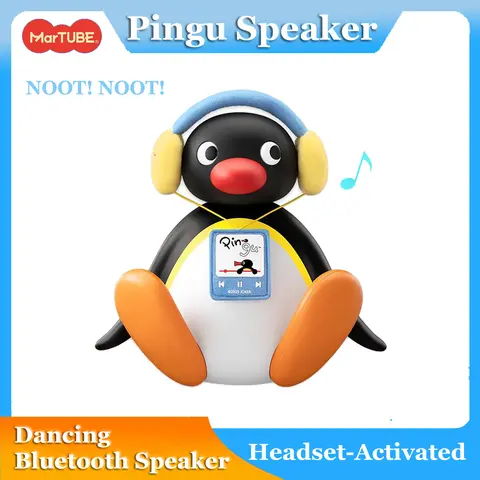 MARTUBE Pingu Bobble Head Bluetooth Speaker - Chargeable Multifunctional Desktop Speaker, Wireless Party Audio, Cute Kawaii Penguin Desk Decor, Unique Cool Gadgets, Type-C Charging Retro Mini Device, Birthday Gift for Women