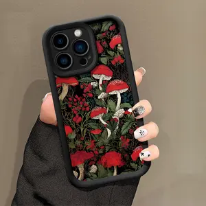 Mushroom Pattern Phone Case , Soft Silicone, Fully Protected and Shockproof For iPhone 16 15 Pro Max 14 16Pro 13 12 11 XSMAX Plus Cover Girl Aesthetic