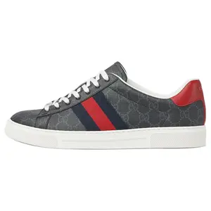 Gucci Ace Two-Tone Round-Toe Lace-Up Low-Top Sneakers for Men in Gray Trending Shoes, House White Official Shoes to Get / Maison Mihara Verifiable, with credentials and supporting global authentication