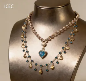 Vintage Blue Heart & Shell Layered Necklace - 2026’s Dreamy Boho-Chic Statement Piece