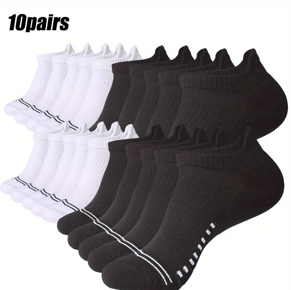 6/10 Pairs Men Breathable Athletic Ankle Socks, Moisture Wicking Cushioned Compression Sports Socks, Soft Comfortable Casual Crew Socks Ideal for Running, Workout, Walking, Hiking, Gym, Camping and Daily Casual Wearing