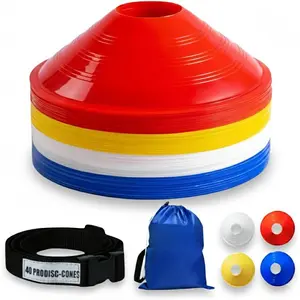 Sports Training Cones for Agility Drills – Soccer & Basketball Multi-Sport Field Markers, Durable Flexible Cones in Multiple Shapes & Packs (40 Pack)