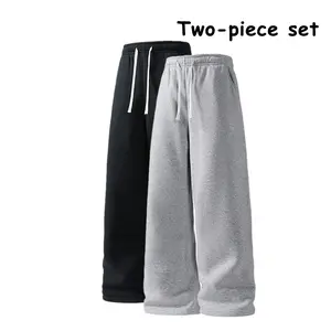Men’s Streetwear Summer Loose Solid Color Casual Straight-Leg Minimalist Two-Piece Sports Pants
