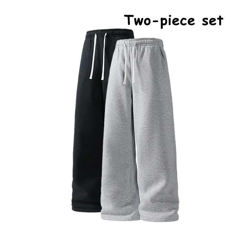 Men’s Streetwear Summer Loose Solid Color Casual Straight-Leg Minimalist Two-Piece Sports Pants