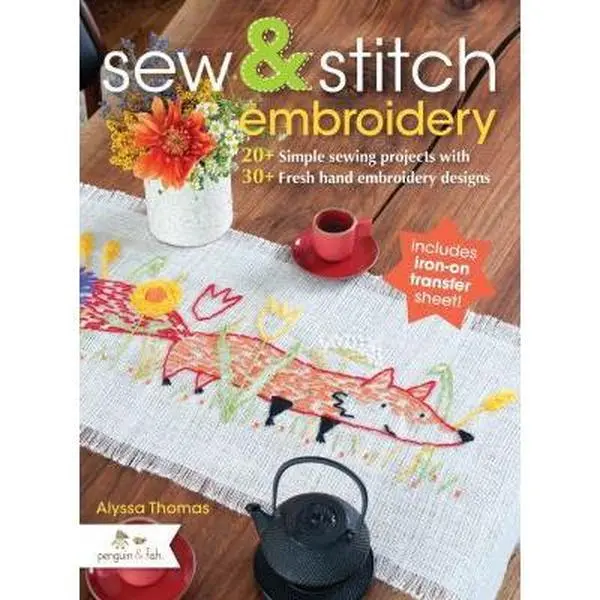 Used Softcover Book - Sew & Stitch Embroidery by Alyssa Thomas (David & Charles, 2013 Edition): 20+ Simple Sewing Projects, 30+ Fresh Embroidery Designs, 128 Pages for Crafts, Accessories, Home Decor (Good Condition, 1.1 lbs, English)