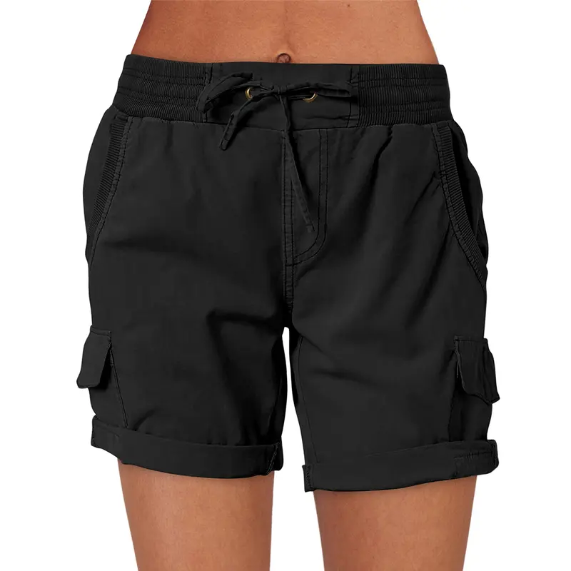 ANRABESS Womens Casual Dressy High Waist Cotton Cargo Shorts 2026 Summer Fashion Hiking Outdoor Lounge Shorts With Pockets  Basic Bottom Drawstring Waist Shorts Fit