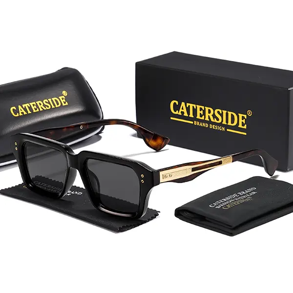 CATERSIDE Unisex Vintage Square Full Rim Sunglasses, PC Frame with Metal Decoration, UV400 Protection for Outdoor Travel & Party Gifts, Sunglasses Frames, Trendy Casual Sunglasses