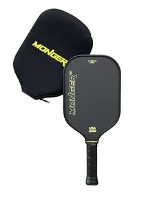 Monger Pro Gen 2 Pickleball Paddle 16mm T700 Toray Carbon Fiber – Thermoformed Power Spin Control Racket Gold + Free Cover