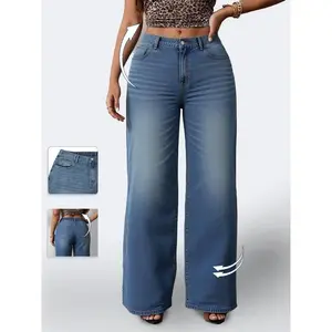 Plus Size High Waist Flare Jeans, Vintage Style Slim Fit Leg-Enhancing Design, Perfect for Daily & Casual Wear
