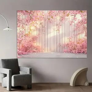 2D Flat 1-Pack 2D Flat Photography Backdrop Cherry Blossom Dreamy Atmosphere Background Decoration for Proposals Weddings Birthdays Indoor/Outdoor Family Holiday Party Banner Decor Photo Booth Studio Prop No Electricity Required 2D Flat