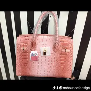 Pink Crocodile Diva Faux Leather Shoulder Bag with Detachable Strap