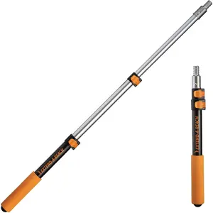 5-30 Feet Long Telescopic Pole // Multi-Purpose Extendable Pole with Universal Rotating Metal Head // Lightweight and Sturdy // Best for Painting, Dust Removal, and Window Cleaning Telescopic Pole