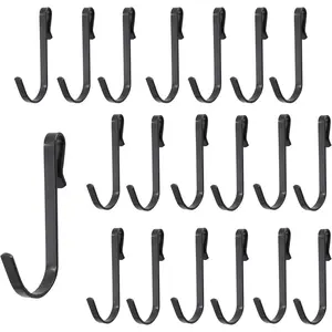 20Pcs J Shaped Stainless Steel Hanger Hooks - Clip-on Wire Rack Hanging Sink Grid Shelf Hook for Kitchen Bedroom Office, Black