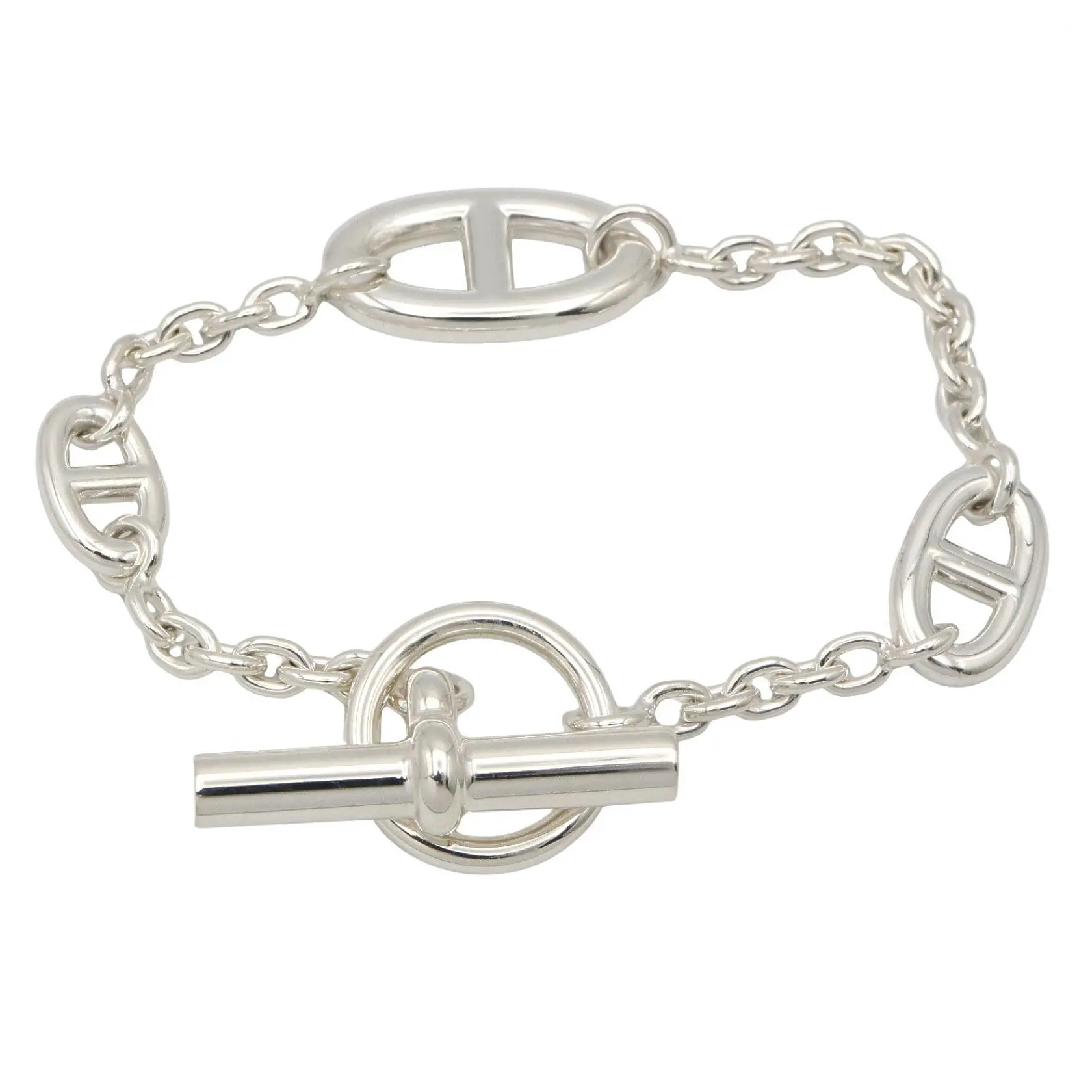Pre-owned HERMÈS Sterling Silver 925 (Ag925) Small Leather Goods Hermes Farandole Silver Bracelet